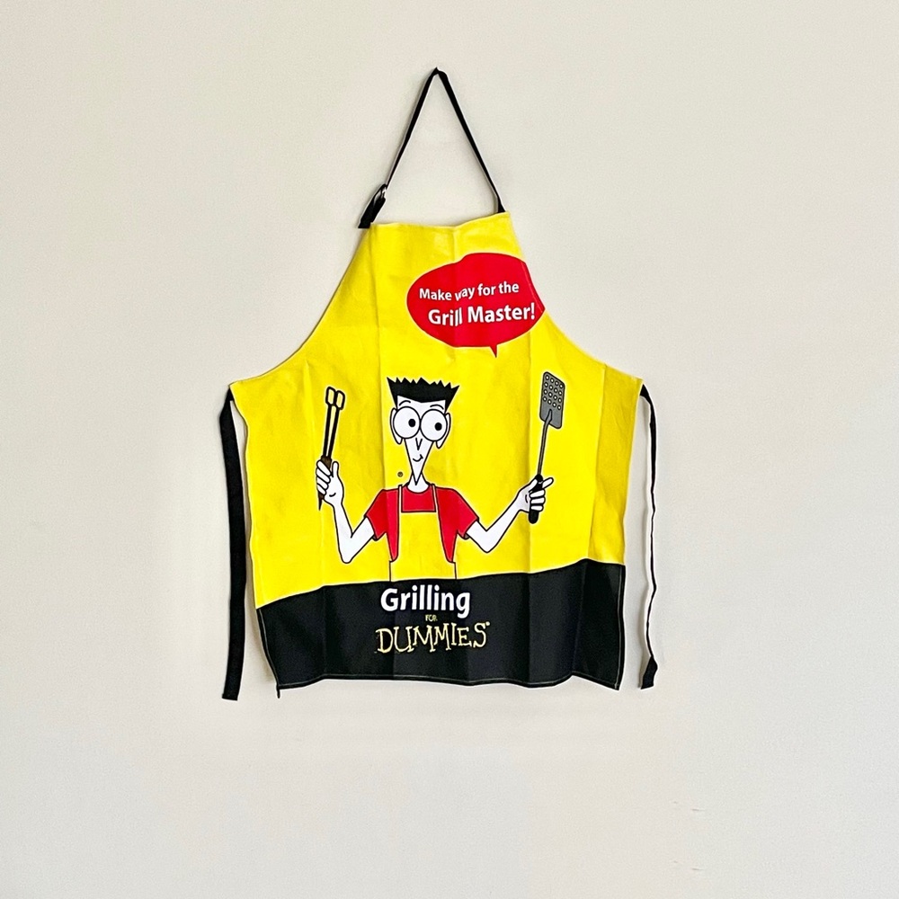 Grilling For Dummies Grill Master Graphic Yellow Black Red Apron Adult OS